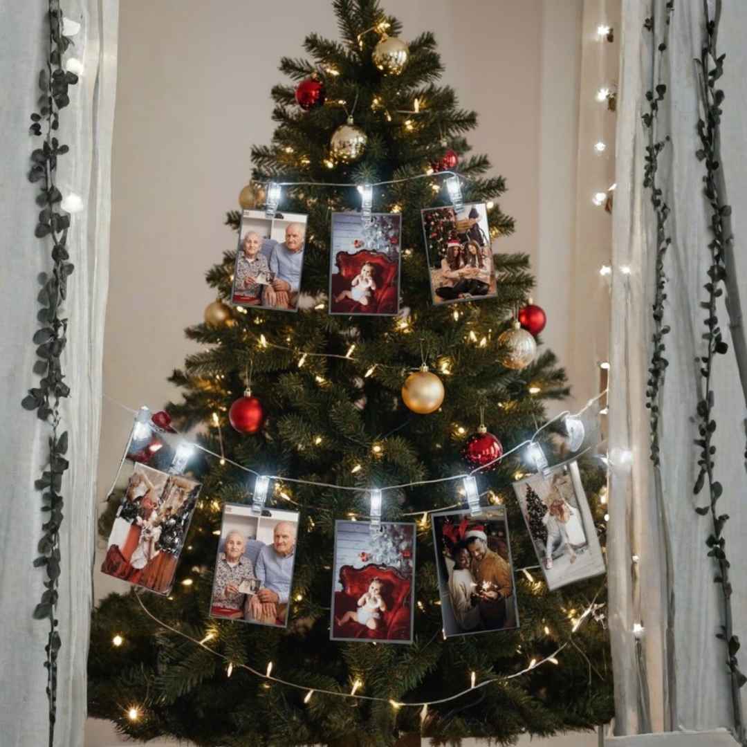 GUIRNALDA DE FOTOS CON LUCES NAVIDEÑAS