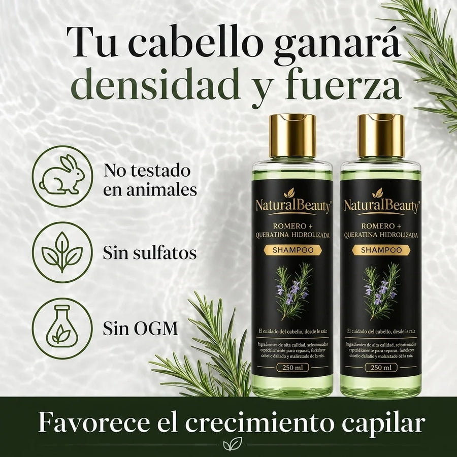 Shampoo de Romero + Queratina Hidrolizada NaturalBeauty 250 ml 3