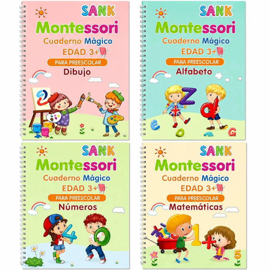 Cuaderno Mágico Montessori kit de 4 libros reutilizables 1