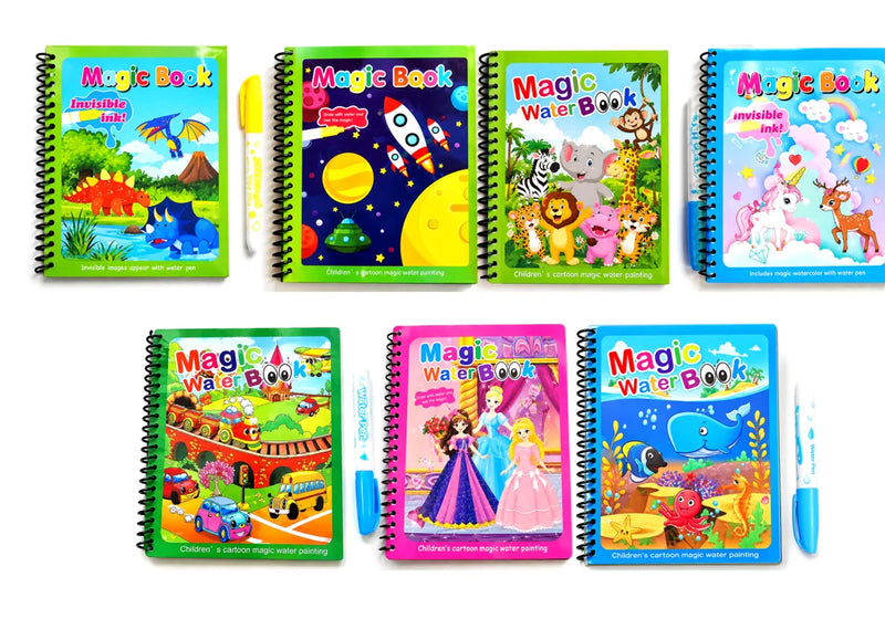 Libros mágicos con su pincel de agua