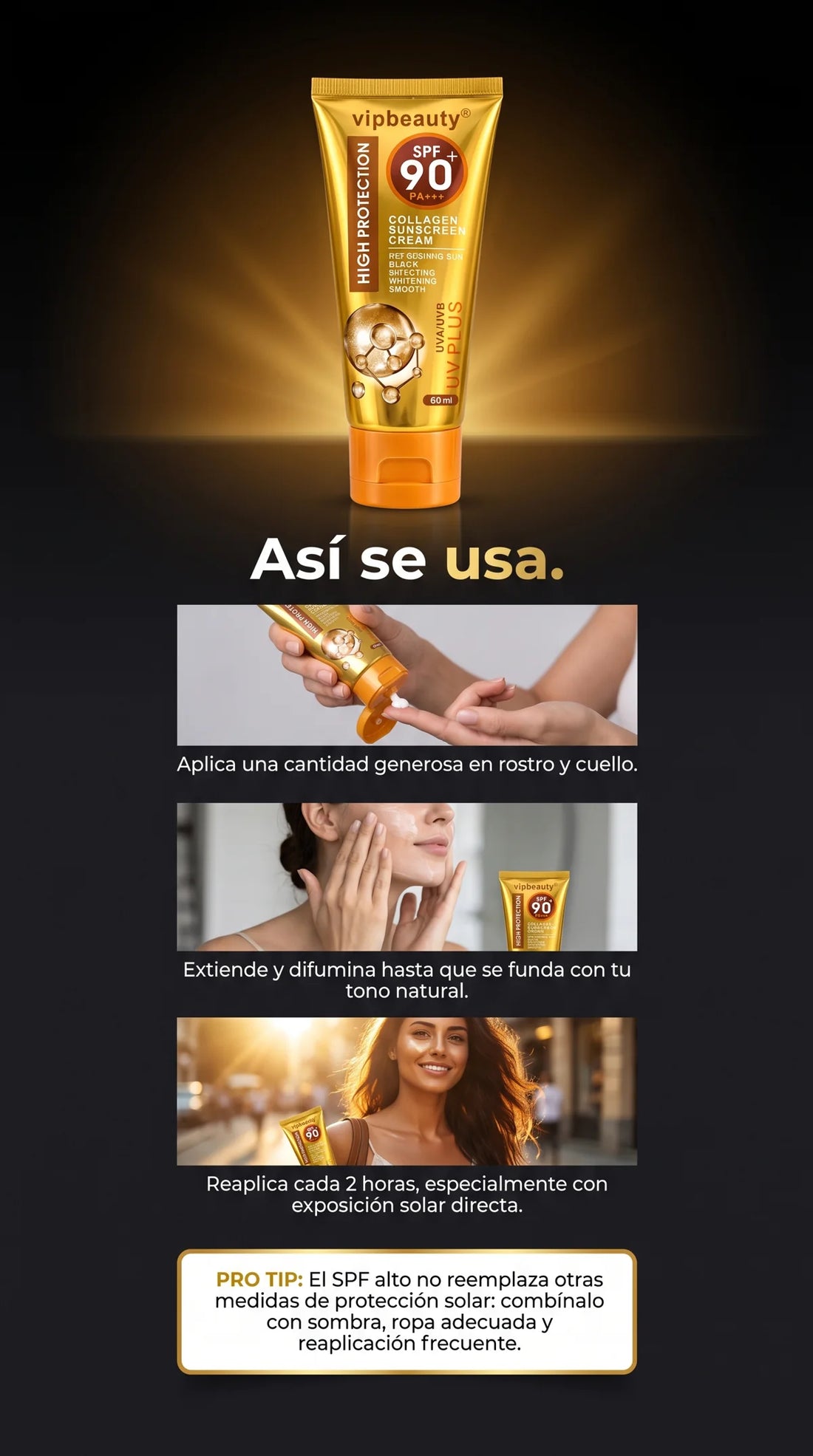 Modo de uso del protector solar