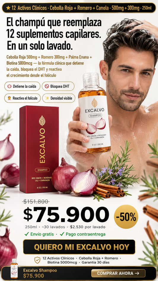 EXCALVO SHAMPO de Cebolla Roja, Romero y