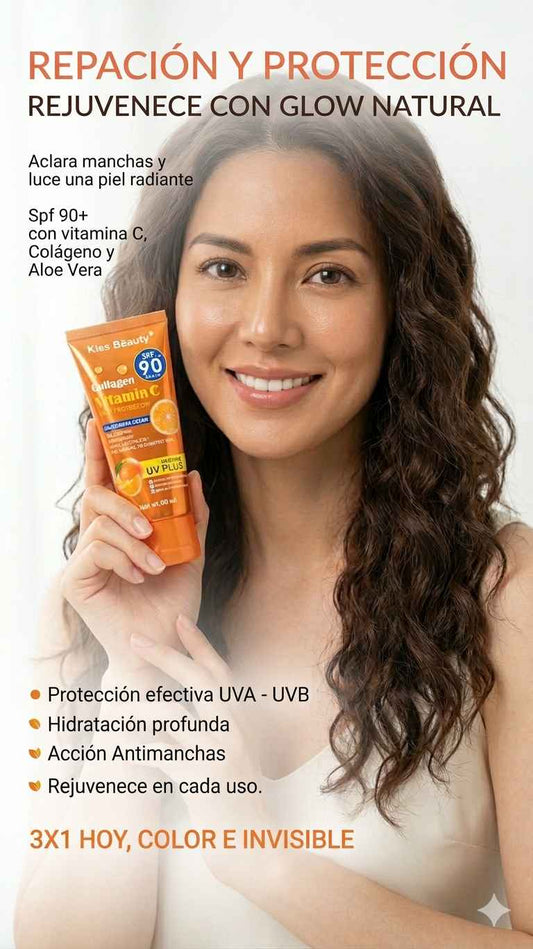 VITA C GLOW SPF 90+:Protege, hidrata y rejuvenece PAGA 1 LLEVA 3 DISPONIBLE SOLO HOY