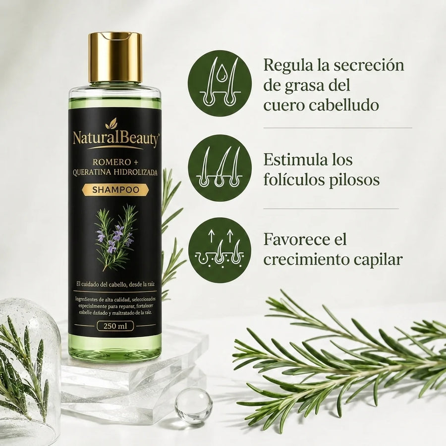 Shampoo de Romero + Queratina Hidrolizada NaturalBeauty 250 ml 7
