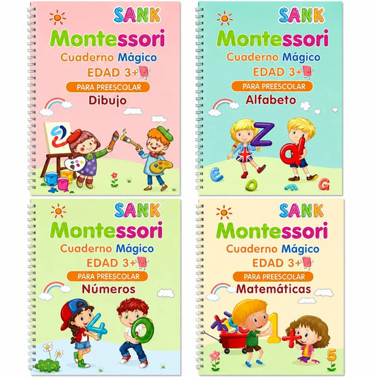 Cuaderno Mágico Montessori kit de 4 libros reutilizables