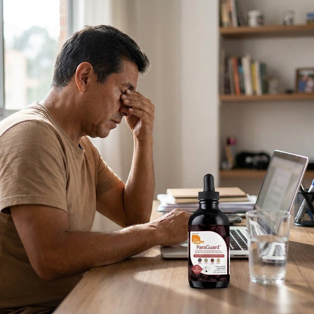 Hombre cansado frente al computador