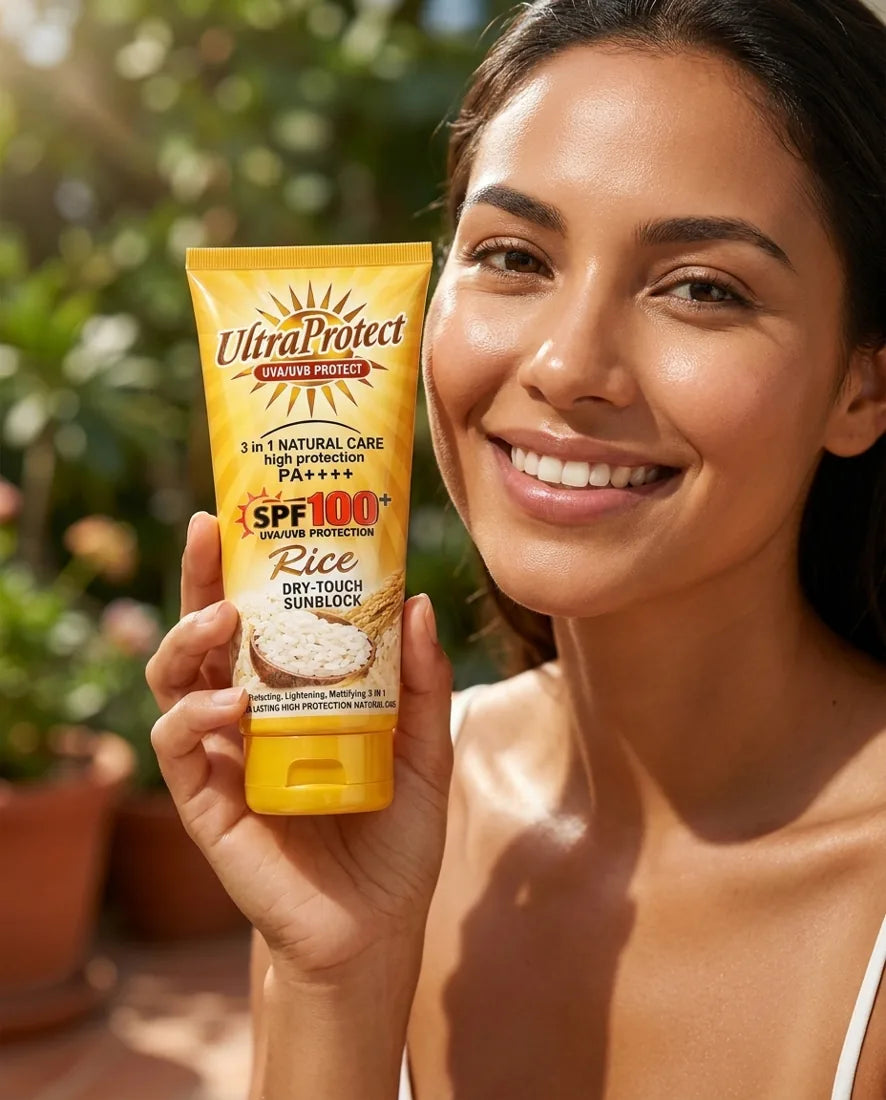 Rice Sunscreen SPF 100 sobre el rostro
