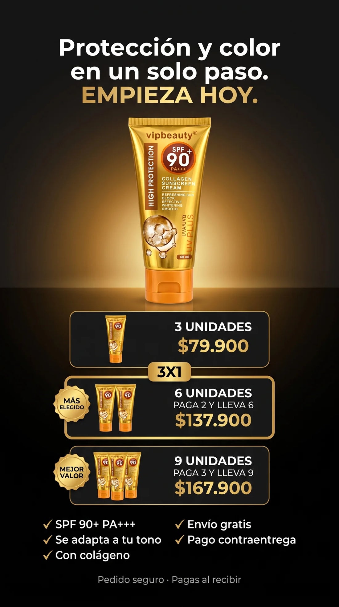 Ofertas: 3 unidades, 6 unidades y 9 unidades